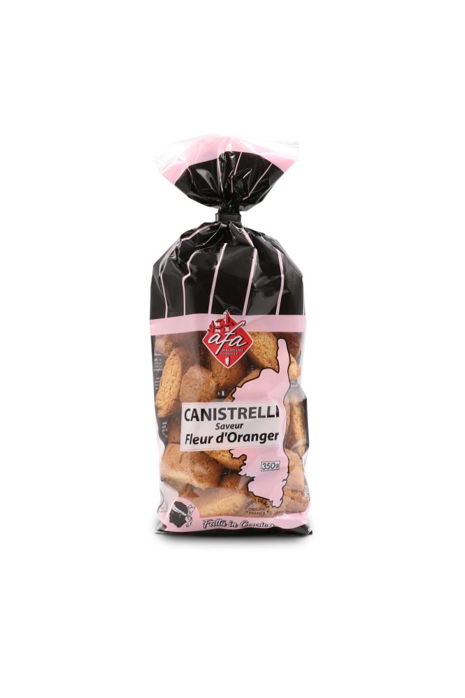 Biscuiterie d'Afa – canistrelli fleur-oranger – sachet original 350 g (photographie du fabricant)